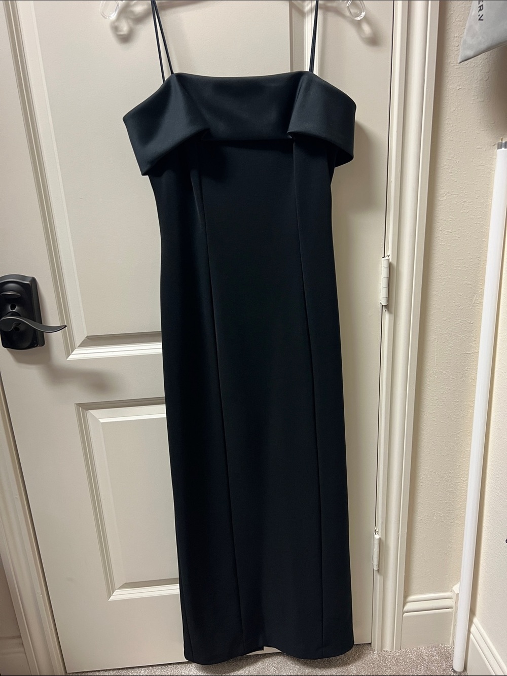 Alex Evenings Black Strapless Fold-Over Neck Maxi Dress
